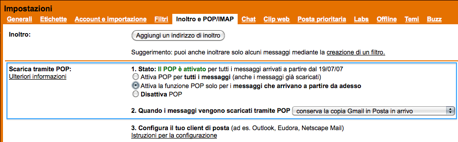 Impostazioni GMail Account