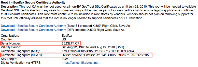 GeoTrust Root Certificate