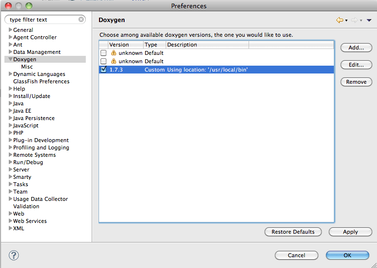 Figura 3 Configurazione del path d’installazione di Doxygen.