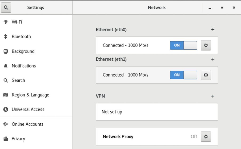 Figure 17 - List of network cards present on the system