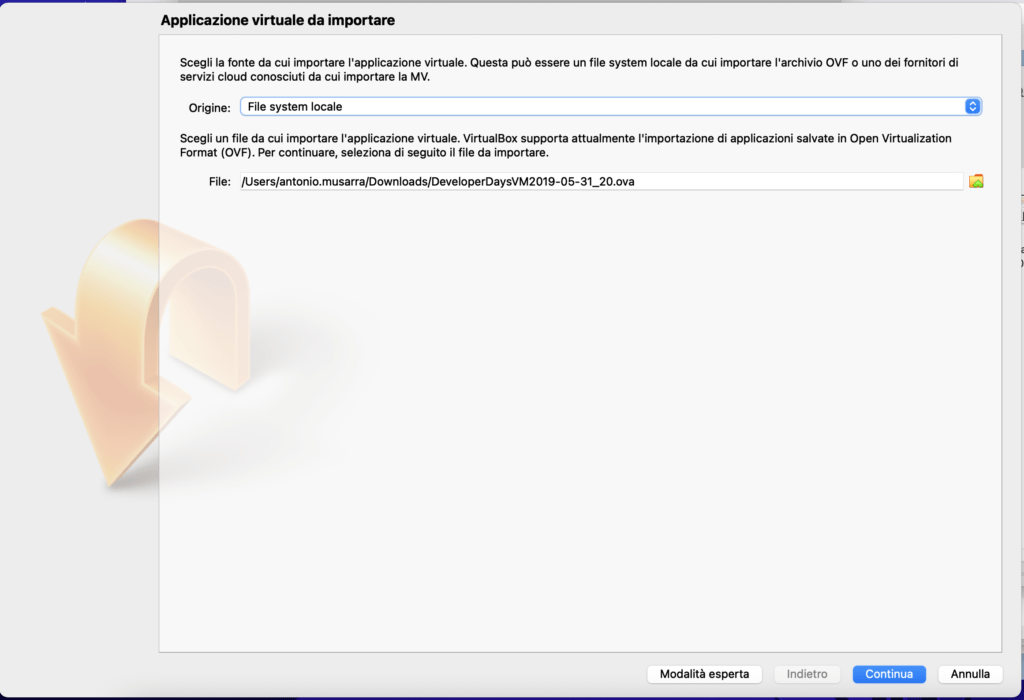 Figura 3 - Primo step d'importazione Virtual Appliance: specificare la locazione del file OVA