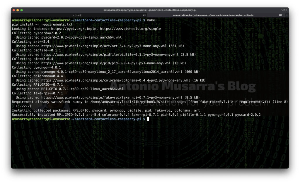 Figura 23 - Installazione delle dipendenze Python tramite il comando make