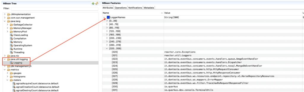Figura 5 - MBean `java.util.logging:type=Logging` in JDK Mission Control